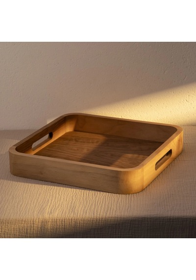 Linn Ceviz Ahşap Tepsi 45x36x6 Cm
