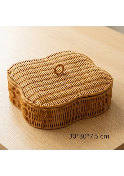 Büro Ev Ofis Düzeni İçin 5bölme Hasır Stil Rattan Plastik Kapaklı Organizer Saklama Sunum Kutusu Diğer