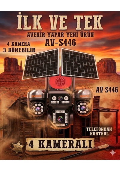 Avenir S446 4 Kameralı 3 Motorlu Ptz + 1 Sabit Kamera Solar Telefon Kontrol Avenir S446 4 Kameralı 3 Motorlu Ptz + 1 Sabit Kamera Solar Telefon Kontrol
