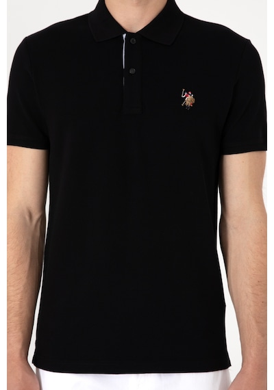 U.S. Polo Assn. Erkek Slim Fit Polo Yaka Siyah Tişört 50310669-VR046