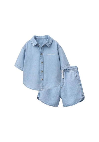 Poala Kids Unisex Kot Şort Takım Mavi