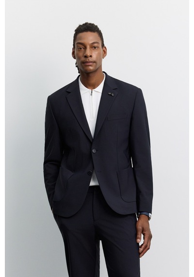 Avva Erkek Lacivert Mono Yaka Kırışmayan Teknik Kumaş Comfort Slim Fit Ceket A62y4009 Avva Erkek Lacivert Mono Yaka Kırışmayan Teknik Kumaş Comfort Slim Fit Ceket A62y4009