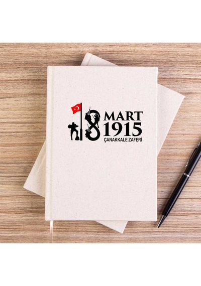 18 Mart 1915 Çanakkale Zaferi Krem Çizgisiz Kanvas Defter