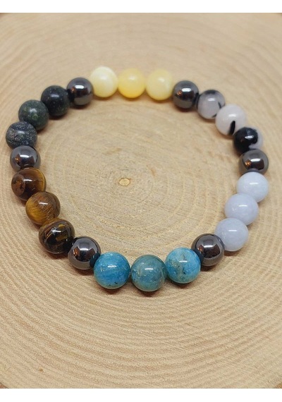 İkizler Burcu Doğal Taş 8mm Unisex Bileklik 55746 Çok Renkli