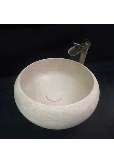 Traverten Gider Kapaklı Bombeli Dizayn Lavabo