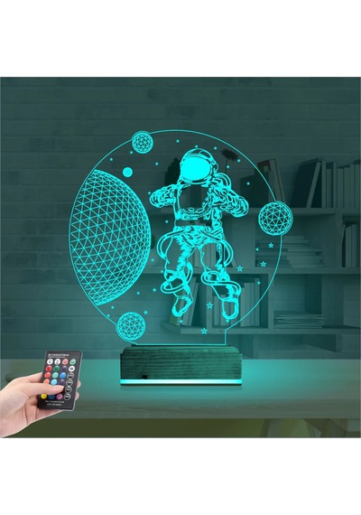 Luvivia Astronot Gezegen 3d Lamba - Masa Gece Lambası Şeffaf