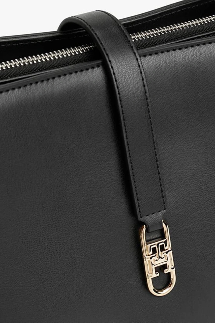 Tommy Hilfiger Kadın Metal Kilit Detaylı El Ve Omuz Çantası - Siyah-10583 Triple Black