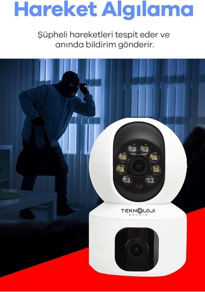 Q5 Smart Kamera Ses Kayıtlı Gece Görüşlü Full Hd 1080p Çift Kamera Kablosuz Wi-fi Ip