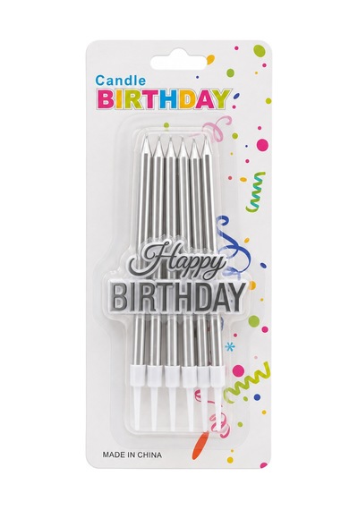 2 Paket 6'lı Happy Pasta Mum Silver -7s - Doğum Günü Mumu 0 - 99
