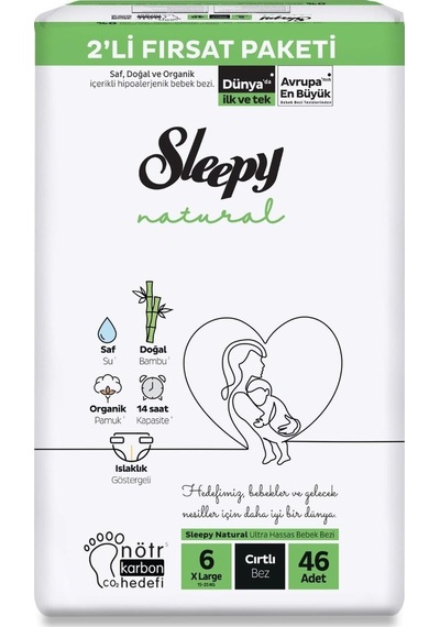 Sleepy Natural 6 Numara Bebek Bezi Xlarge 46'lı