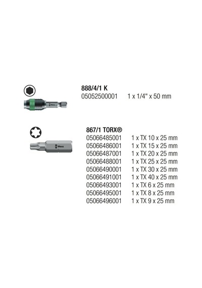 Wera Bit-Check 10 Torx Universal 2 Bits Seti 05057115001
