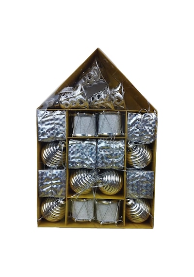 Yılbaşı Ağaç Süsü Lüks Karışık Gümüş 4 Cm 20li 20pcs