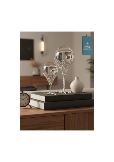 Chacha Home Luxury Odyssey 2'li Pirinç Deve Kuşu Ayağı Dekoratif Kristal Top Küre