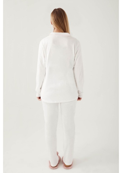 Pierre Cardin 7717 Gömlek Model Kadın Pijama Takım Krem