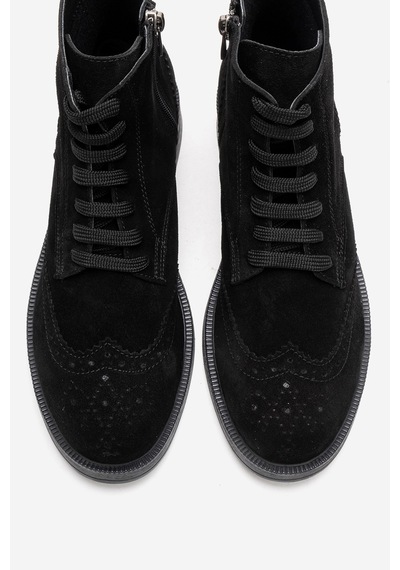 Luvishoes Nelvy Siyah Süet Hakiki Deri Kadın Bot Siyah
