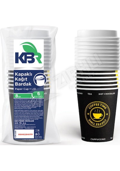 5 Adet Kbr 8 Oz Kağıt Bardak 6'lı + Kapak 1