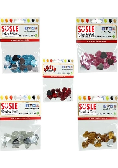 Polyester Kalp Fiyonk, 1,3 Cm - 25 Adet - Pembe