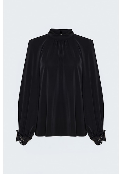 Sateen Aksesuar Detaylı Bluz - Siyah-137964