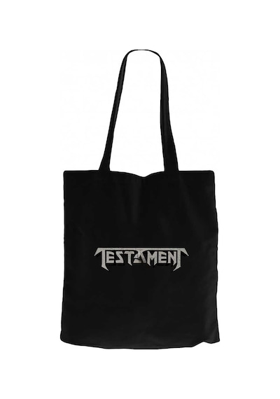 Testament Logo Siyah Fermuarlı Bez Çanta Gabardin
