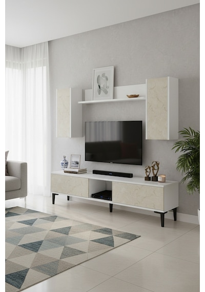 Tvr1599 Aplos Tv Ünitesi Takımı 150cm Beyaz-traverten