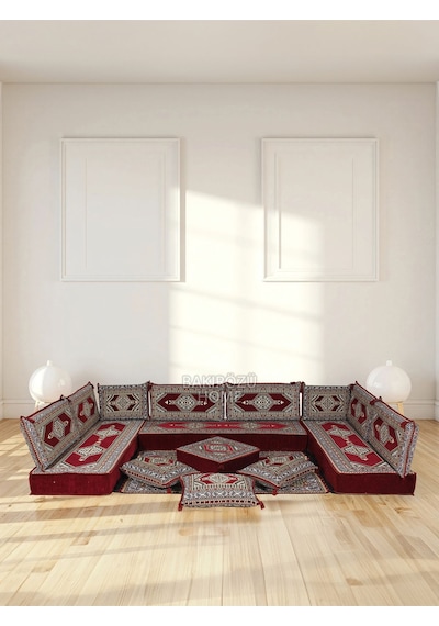 Şark Köşesi Takımı 20 Cm Minder Kalınlığı Bordo Yahyalı Modeli 19 Parça Bordo