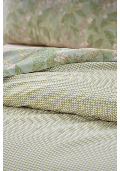 Doqu Home Boho Chic Spring Ranforce-nevresim Takımı-tek-florıs Yeşil