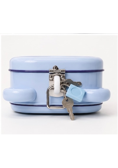 Lucky Bear Kilitli Metal Kumbara Mavi Anahtarlı Para Kutusu 15 Cm Çocuk Kumbarası 001