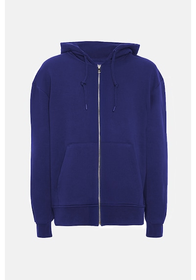 Tudors Unisex Relax Fit Rahat Kesim Pamuklu İçi Polarlı Çift Cepli Tam Fermuarlı Koyu Lacivert Kapüşonlu Sweatshirt-32701 Koyu Lacivert