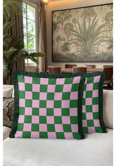 Damalı Retro Geometrik Pembe Saçaklı Yastık Kılıfı - Optik Bohem Yeşil Siyah Püsküllü Kırlent Kılıfı Derin Esinti Opal Damalı Retro Geometrik Pembe Saçaklı Yastık Kılıfı - Optik Bohem Yeşil Siyah Püsküllü Kırlent Kılıfı Derin Esinti Opal