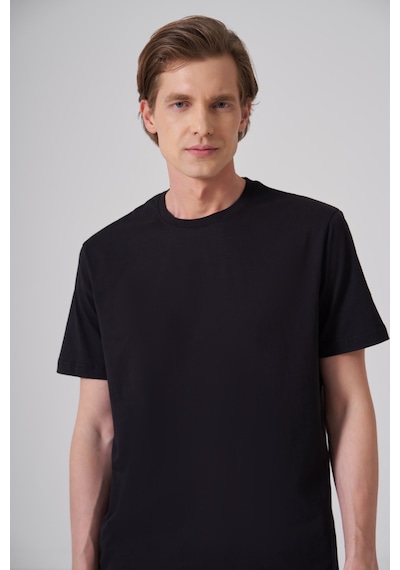 Morven Erkek Siyah Basic Bisiklet Yaka Dynamic Fit Pamuk T-shirt 26yc018008001 Siyah