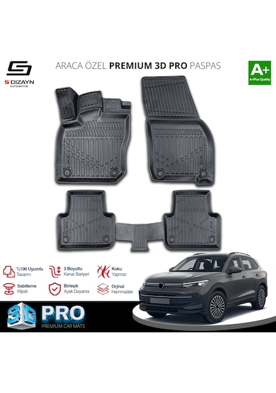 S-dizayn Vw Tiguan 3d Pro Havuzlu Paspas 2024 Üzeri A+ Kalite