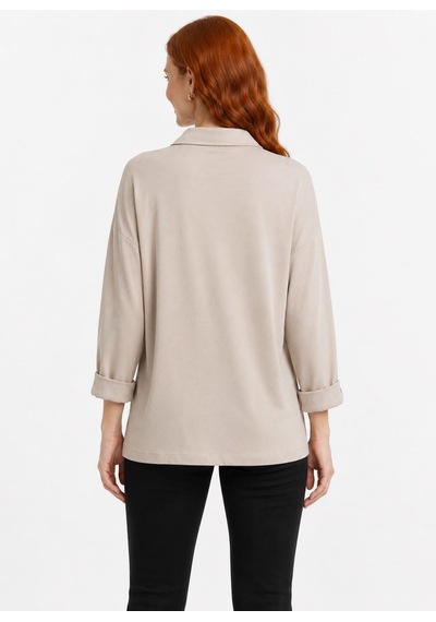 Neden Tekstil Kadın Bej Oversize Uzun Kollu Gömlek - Krem