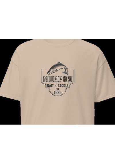 Wildstyle Murphys Bait Tackle Vintage Balıkçılık Olta Balıkçı Baskılı Unisex Bisiklet Yaka Pamuklu Tişört Camel