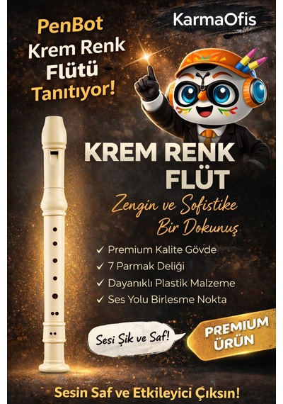 Krem Renk Flüt - Dayanıklı Plastik Çocuk Okul Flütü