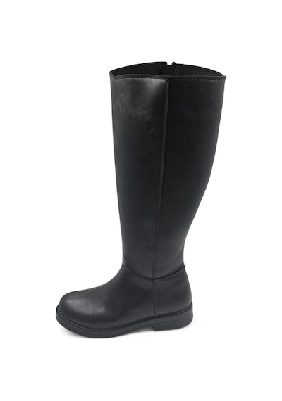 Melen Shoes Glace Siyah Düz Taban Ve Fermuarlı Rahat Kadın Çizme Siyah