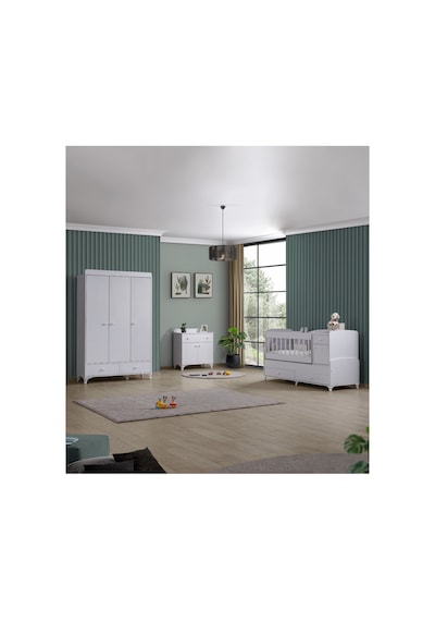 Elegant Çocuk Odası Takımı, Elegant 3 Kapaklı Dolap, Büyüyen Beşik, Şifonyer - Beyaz Elegant Çocuk Odası Takımı, Elegant 3 Kapaklı Dolap, Büyüyen Beşik, Şifonyer - Beyaz
