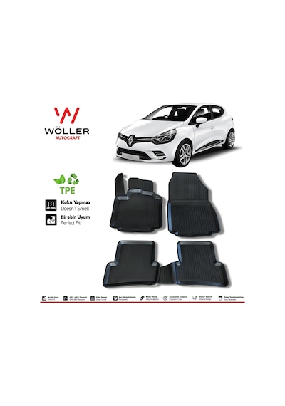 Renault Clio 4 Paspas 2012 2019 Arası 3D Havuzlu Wöller Paspas