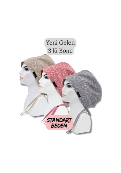 Standart Beden 3lü Paket Bej Nazlı Çiçekler Gülkurusu Nazlı Çiçekler Gri Nazlı Çiçekler Cerrahi Bone Renkli