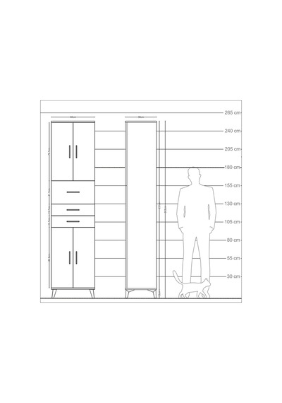 Arges Dolap 5 Raflı Tek Çekmeceli 4 Kapaklı 60x30x243 Çam-aytaşı Atlas Çam