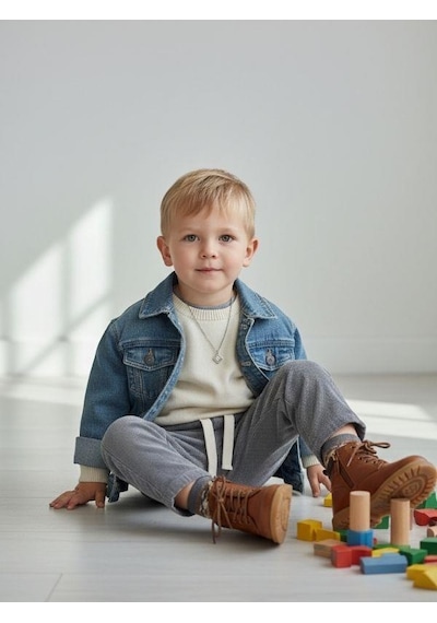 Zekids Erkek Çocuk Çizgili İnce Keten Pantolon-16809 Lacivert