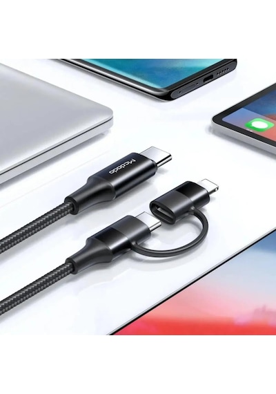 Mcdodo Ca-7120 2in1 60w Typec Apple Uyumlu iPhone Data Şarj Kablosu 1.2m - Siyah