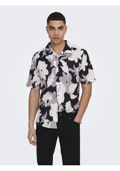 Only & Sons Onstrev Reg Ctn Lın Aop Ss Shırt Noos Erkek Pembe Kk Gömlek - 22025125 Pembe