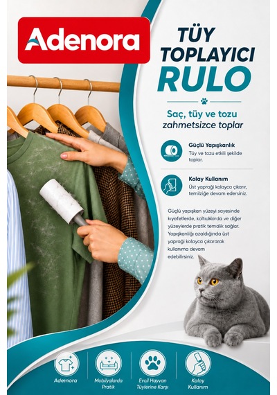 Tüy Toplayıcı Rulo Seti - 15 Yedekli 16 Parça - Kedi Köpek Tüy Alıcı
