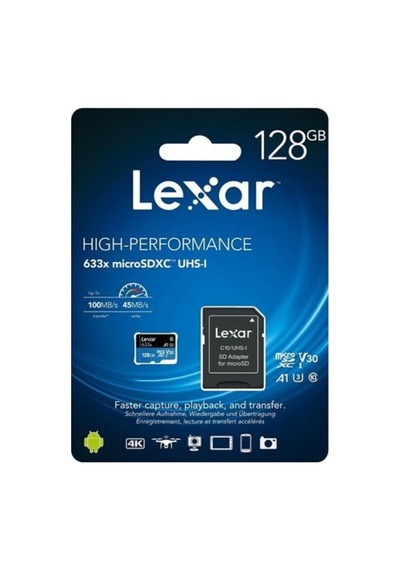 Lexar 128gb Micro Sd Hafıza Kartı Uhs-ı C10 V30 A1 4k Yüksek Hızlı Performans 100mb