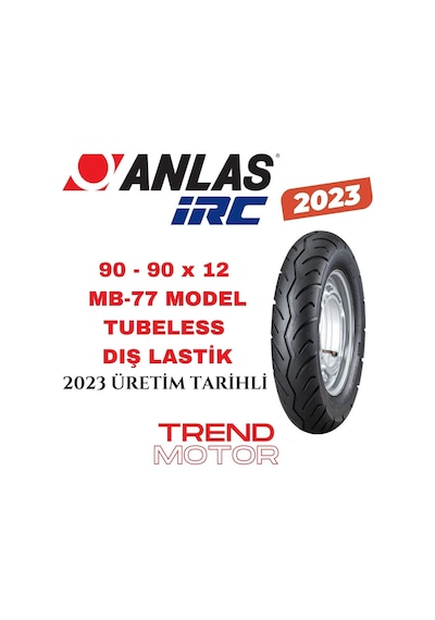 90 x 90 - 12 TUBELESS MB77 DIŞ LASTİK MOTOSİKLET - ANLAŞ IRC 2023