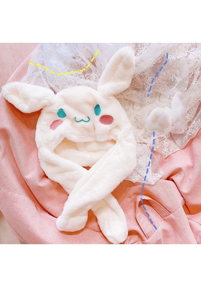 Mj Toys Sanrio Kuromi Cinnamoroll My Melody Şapka Kulakları Hareket Eden Şapka Işıklı Modlu Peluş Bere Şapka Beyaz