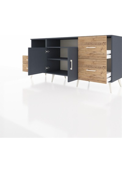 Hyperion Konsol 3 Raflı 4 Çekmeceli 2 Kapaklı 176x44x83 Antrasit-antrasit/çam Antrasit/çam Hyperion Konsol 3 Raflı 4 Çekmeceli 2 Kapaklı 176x44x83 Antrasit-antrasit/çam Antrasit/çam