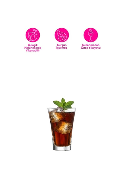 Lav Truva Cam Meşrubat Bardağı 6'lı 350 ml (Büyük Su Bardağı )