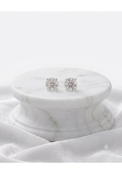 Kadın Moissanite Tek Taş Model Gümüş Küpe