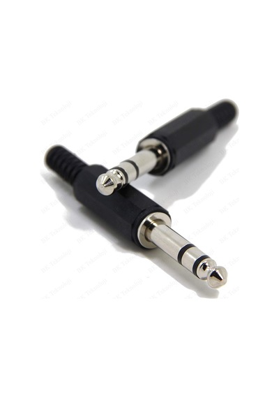 6.35mm 1/4 İnç Stereo TRS Erkek Fiş Lehim Tipi Plastik Konnektör